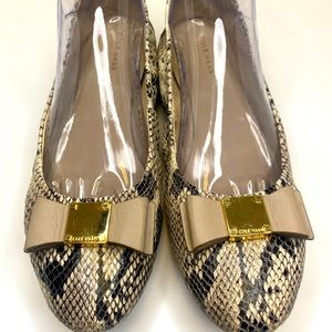 Cole Haan Tali bow snakeskin embossed size 9 ballet flats